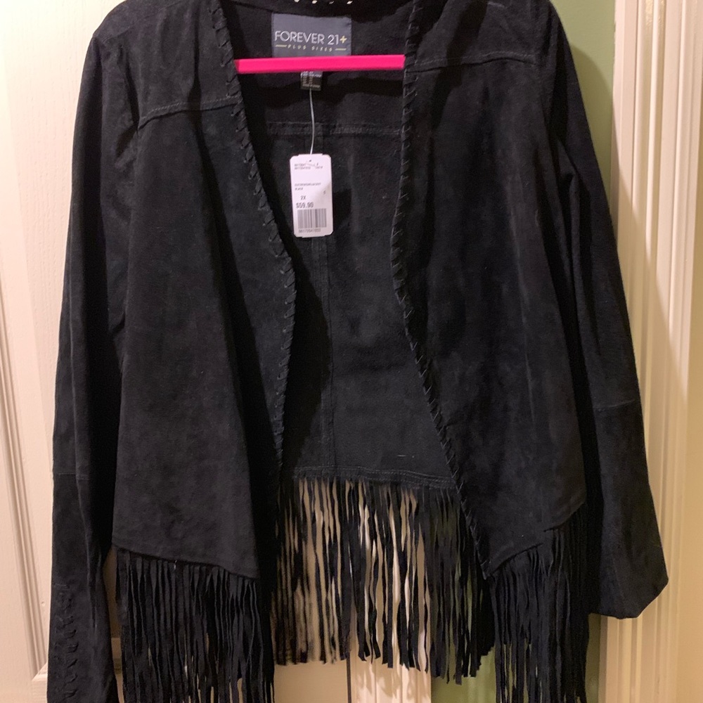 Forever 21 Black Suede Fringe Jacket